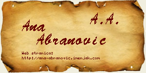 Ana Abranović vizit kartica
